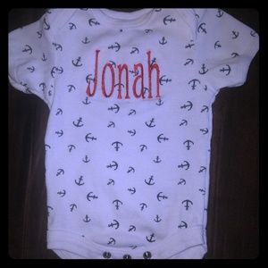 Monogrammed "Jonah" onesie 0-3 months